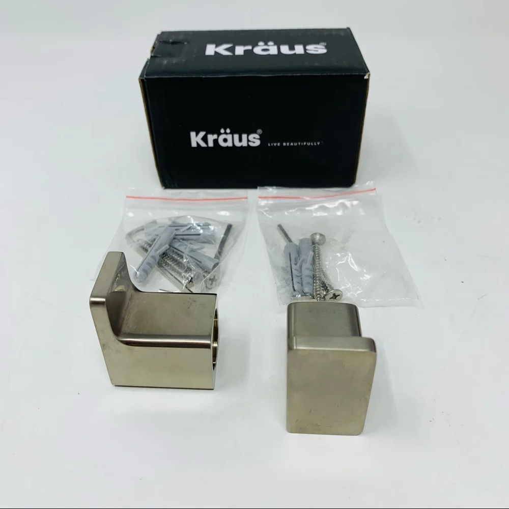 Kraus NEW Stelios Robe and Towel Hook Brushed Nickel, Set of 2